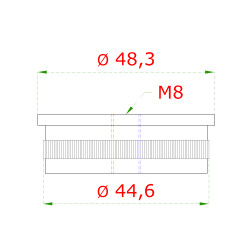Spodok držiaka madla, M8, ø 48,3 mm, brúsená AISI 304 Spodok držiaka madla, M8, ø 48,3 mm, brúsená AISI 304